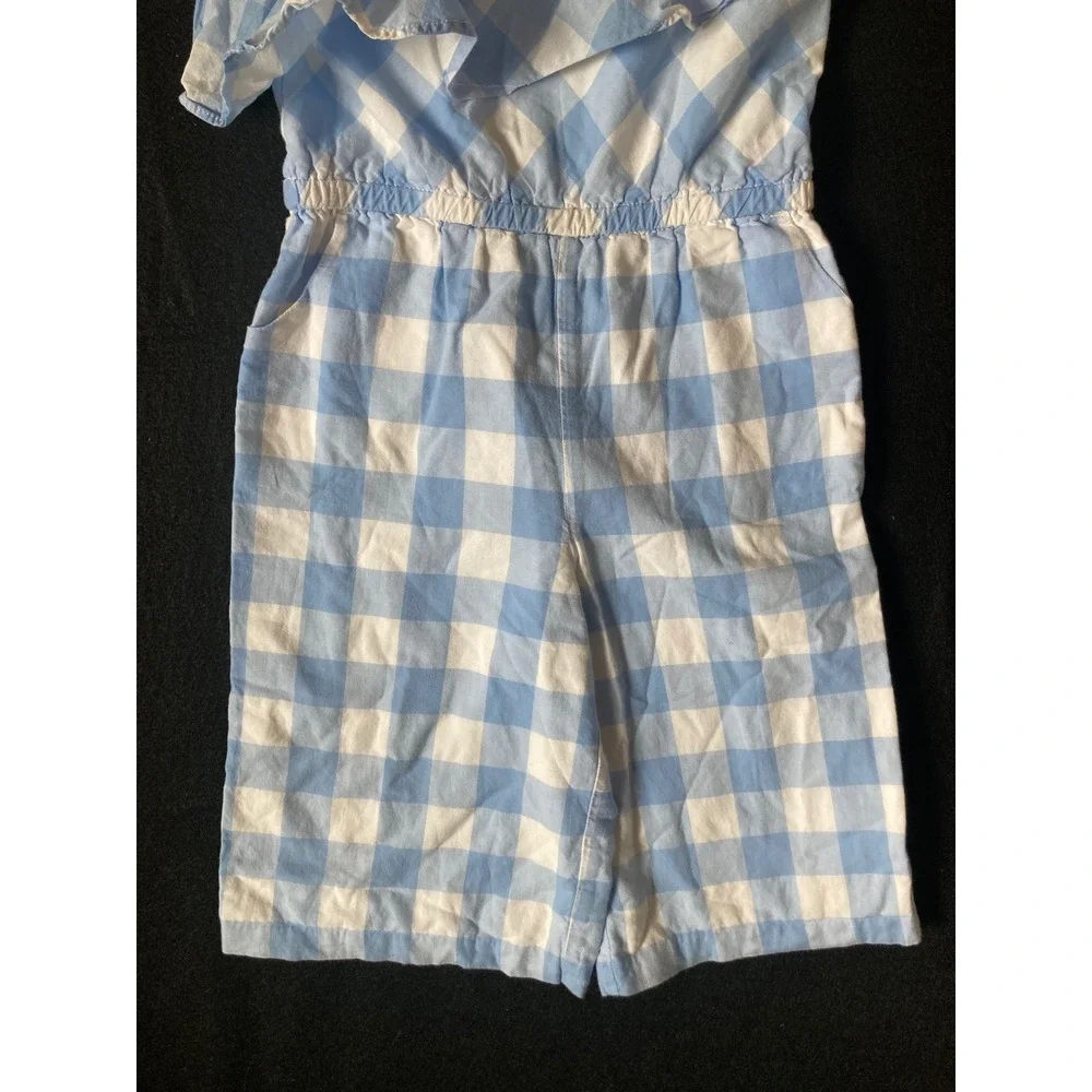 Janie and Jack Blue Gingham One Shoulder Ruffle Jumpsuit‎ Kids 2T